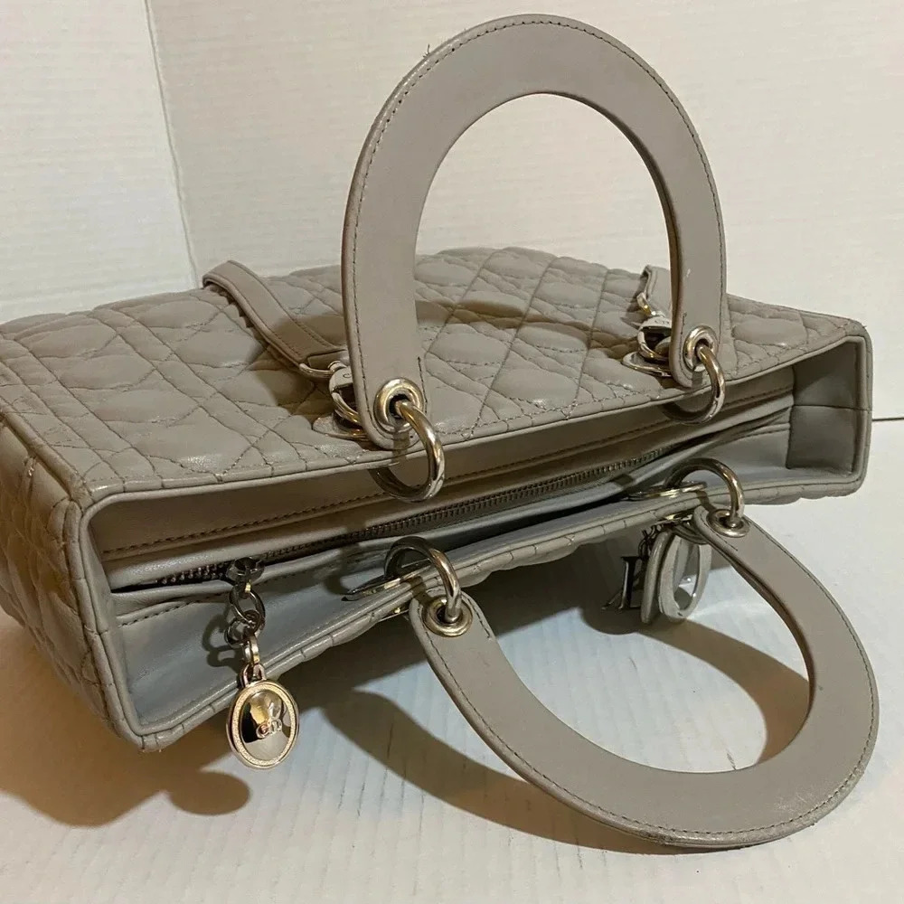 Christian Dior gray quilted leather cannage handbag - Picture 11 of 11